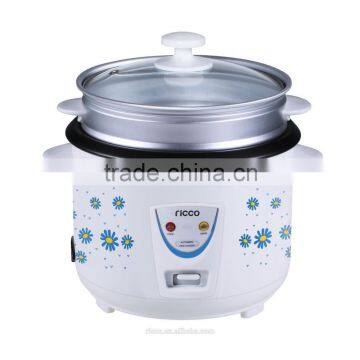 flower body cylinder rice cooker with glass lid and aluminum food steamer