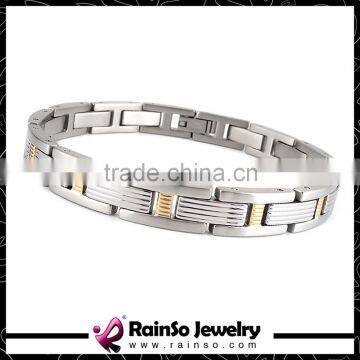 Wholesale Silver Gold Inlay 316L Stainless Steel Bracelet for Men photo-2