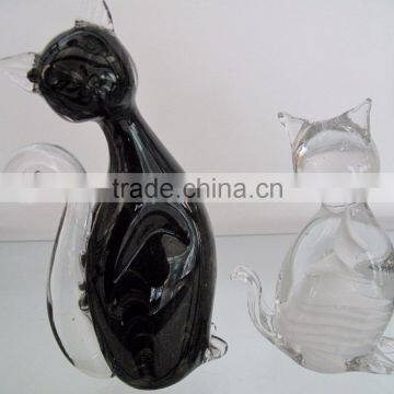 Murano crafts, glass cat for home decoration