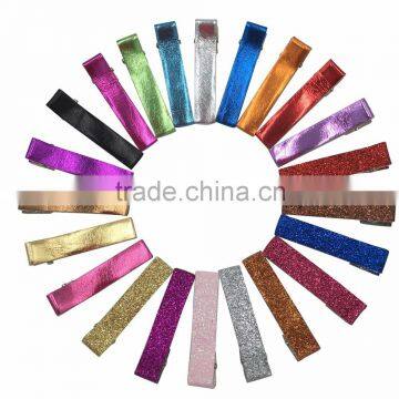 Glitter Hair Clips Girls Double Prong Alligator Hair Clips for Accessories Pu Leather Lined Hair Clips