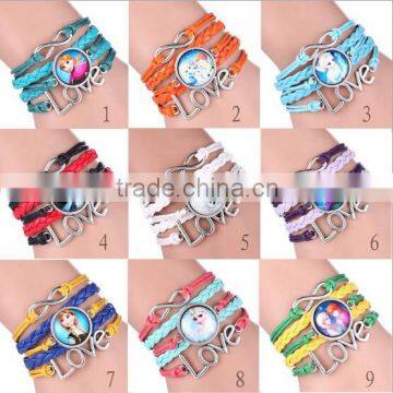 Wholesale hot sale latest design frozen bracelet frozen leather bracelet