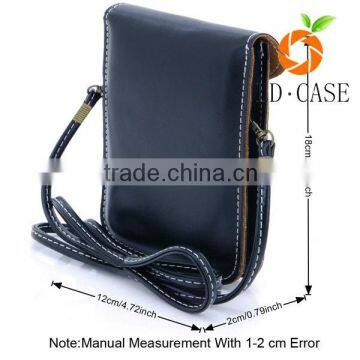 Magnetic Snap PU Leather Pouch Shoulder Phone Bag with strap for cellphone