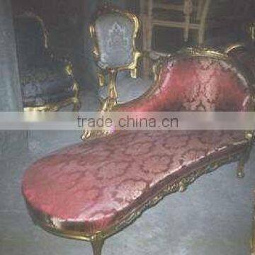 antique red velvet Chaise lounge