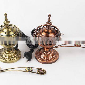 wholesale brozen colors arabic electric incense burner with handle bar