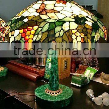 Innovative Luxury Design Tiffany Stained Glass Lamps, Hand Made Malachite Base Table Lamp