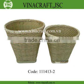 Natural bamboo waste basket