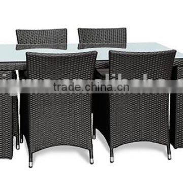 2017 Sigma UV resistant weatherproof modern plastic rattan glass table for restaurant