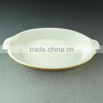 Color Glazed Ceramic Oval Shape Ceramic Bakeware Bake Plate in Stock photo-2