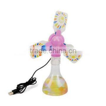 DIY aromatherapy clover flowers USB fan - Peacock color fan leaf