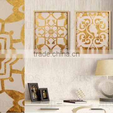 Framed Handmade Carve Pattens With Gold Leaf MDF Wall Art photo-5