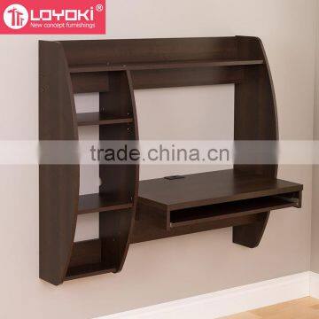 Floating Desk With Storage and Keyboard Tray Living Room Wood Table MDF Wall Mount Desk photo-4