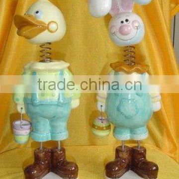 Ceramic easter rabbit & duck decoration