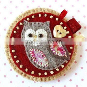 Hot new bestselling product wholesale alibaba handmade felt ornaments felt Owl brooch made in China