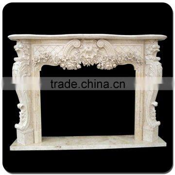 Home Decoration Hand Carving White Flower Marble Fireplace Mantel photo-5