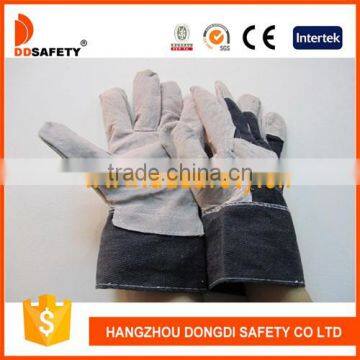 DDSAFETY 2017 Cow Split Leather With Blue Canvas Back Safety Work Gloves