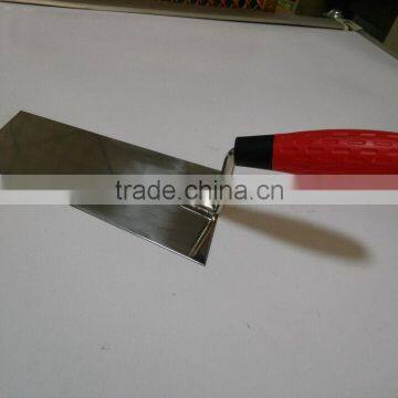 Steel bricklaying trowel with plastic handle