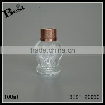 100ml cosmetic simple pragrance perfume bottle glass empty crystal glass bottle with brown metal cap china suppliers