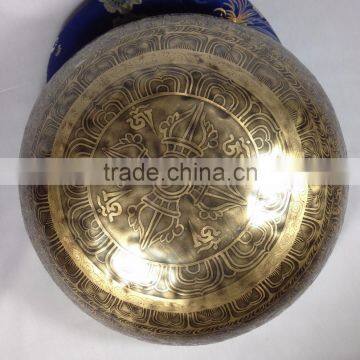 High Quality Green Tara and Buddhist Mantra Carving Energetic Healing Singing Bowl photo-4