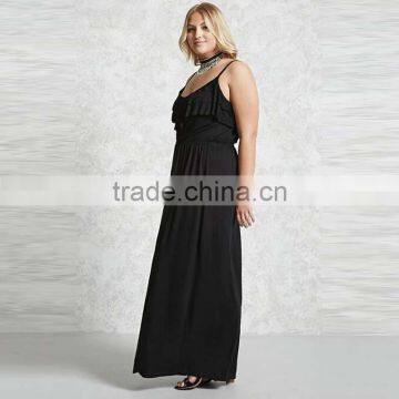 2017 Summer Women Ruffled Maxi Dress Plus Size Cocktail Dress For Fat Lady HSd9039 photo-3