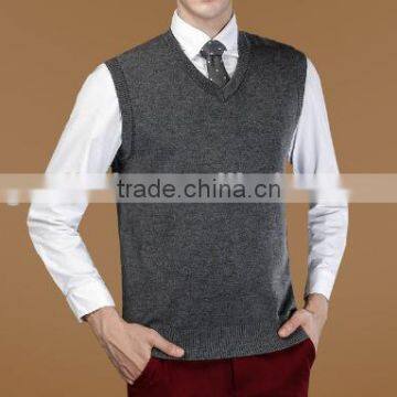 2016 New Autumn Winter Warm Cashmere Sweater Vest Men Classic Sleeveless Wool Solid Color Jersey Casual V-Neck Pullover photo-4