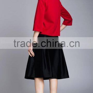 Spring-Summer Season Ladies Three-Quarter Length Sleeve Boat Neck Casual Shirt photo-2