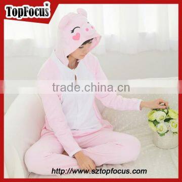 Adult 100% Cotton Pink Pig Sleepsuit Pajamas Mascot Costume photo-4