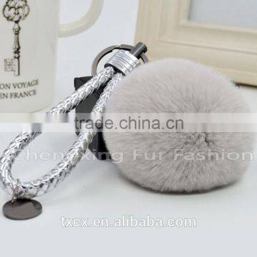 CX-R-24 Keychain Genuine Rex Rabbit Fur Mobile Phone Charm photo-3