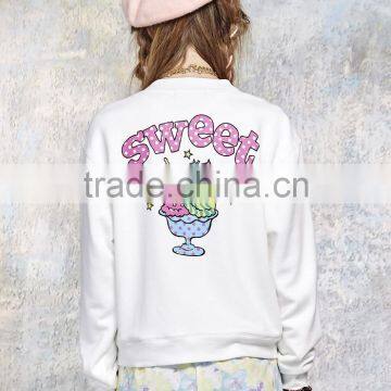 Slim Fit Fancy Printed Custom White Bomber Baseball Jacket for Women photo-5