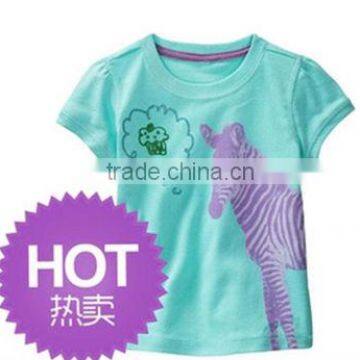 hot selling girls cartoon tops children's zebra printed carton t-shirts