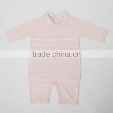 Fashion Turn-down Collar Cotton Baby Romper Trim Contrast Color One Piece Sweater photo-3
