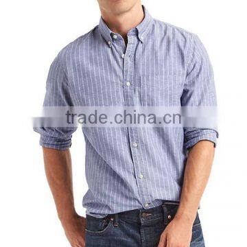 Mens Custom Dress 100% Cotton Novelty Stripe Long Sleeve Shirt photo-3