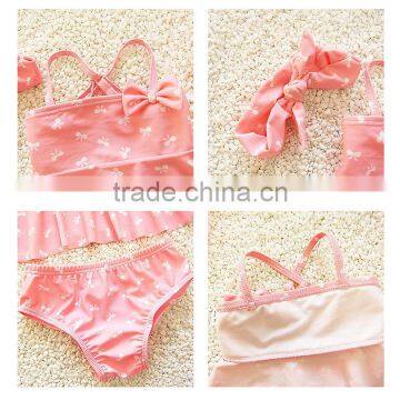 S31346W Kids Swimwear Young Little Girl Sweet Pink Swimsuit photo-3