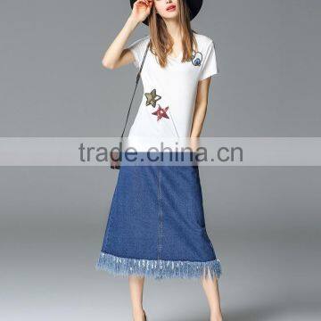 Superior Quality Soft Long Blue Jean Skirts for Women photo-6