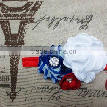 Boutique Flowers Headband in Red Pearl ,White Camellia and Shabby Blue photo-4