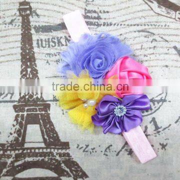 Boutique Shabby Little Girls Flower Head Bands Handmade, Newborn Elastic Hairband Wholesale photo-6
