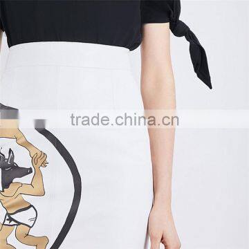 Girls Wearing Images Tight Faux Leather Short Pencil Skirt With Dancing Wolves photo-4