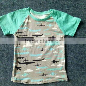 children's boutique airplane print clothing remake boy short sleeve t shirt in summer