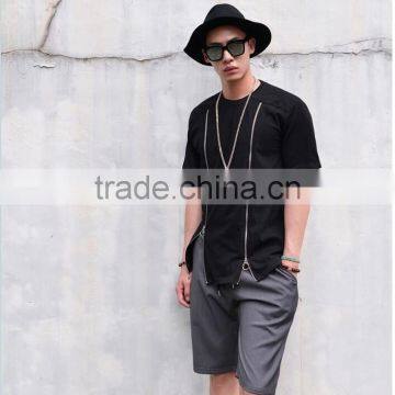 Men's Double Front Zipper Round Tee photo-2