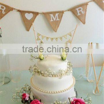 JUST MARRIED CAKE BUNTING TOPPER IVORY VINTAGE LACE SHABBY CHIC RUSTIC WEDDING photo-4