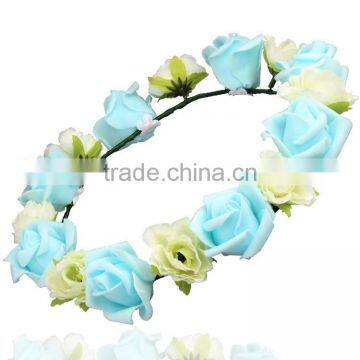 Handmade Contrast Color Flower Headband Garland Forehead Wreath Photo Props