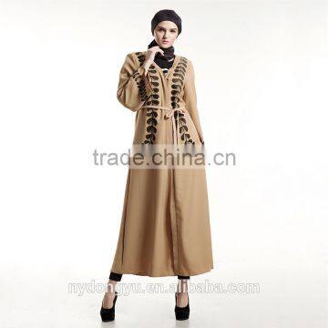 Khahki Arabian muslim dress/ hsnz muslim islamic caridgan abaya kaftan dresses