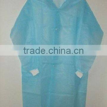 Disposable pp blue Lab Coat with collar/knitted cuff/pockets