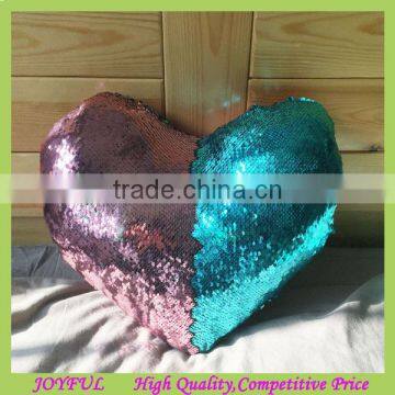 Latest heart shape design sequin pillow cover mermaid