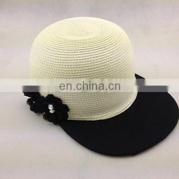 Fashion Flat Brim Straw Hats at snapback Cap Style with black brim