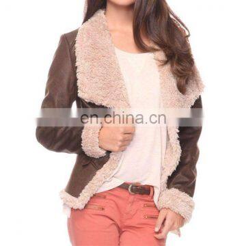 CHEFON Leatherette Jacket w/Faux Shearling Lining CFJ047