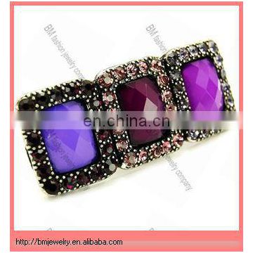 triple-purple-stone-fashion rings jewelry in plastic copper alloy