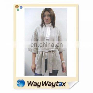 OEM China Manufacturing 100% Acrylic Ribbing Cardigan Long Sweater for Women