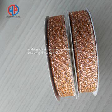 Wholesale Gold/sliver Metallic Polyester Glitter Ribbon photo-5