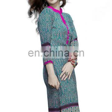 sea green colored georgette kurti.