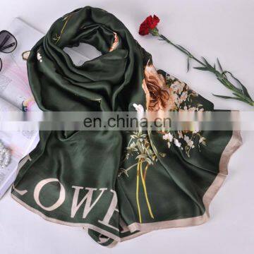 Brand new Peony flower printed silk scarves beach sarong lady air-conditioners shawl wholesale